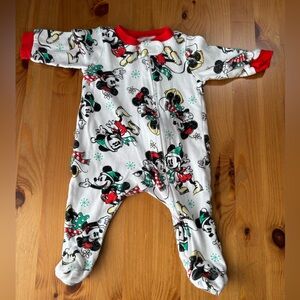 Disney Mickey Mouse & Minnie Christmas Footed Sleeper Size 0-3 Months‎
